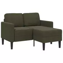 Dvivietė sofa su šezlongu, L formos, tamsiai žalia, 125 cm, dirbtinė oda