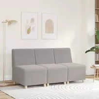 Modulinė sofa be porankių, šviesiai pilka, 55 cm, garbanotas, vilnonį audinį imituojantis audinys