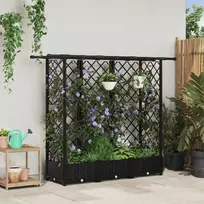 Pakeltas lovas su trelėmis ir stogu Juodas 164 x 40 x 123 cm PP