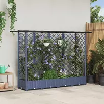 Pakeltas lovas su trelėmis ir stogu Pilka 202,5 x 40 x 123 cm