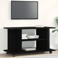 TV spintelė su ratukais, juodo ąžuolo spalvos, 80x40x45 cm, inžinerinė mediena