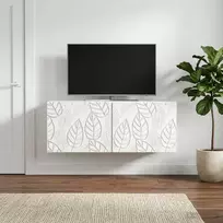 Sieninė TV spintelė 98 x 31 cm Balta Apdirbta mediena