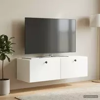 Sieninė TV spintelė 98 x 41 x 30 cm Balta Apdirbta mediena