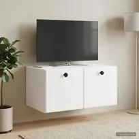 Sieninė TV spintelė 59,5 x 41 x 30 cm Balta Apdirbta mediena
