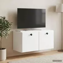 Sieninė TV spintelė 59,5 x 31 x 30 cm Balta Apdirbta mediena