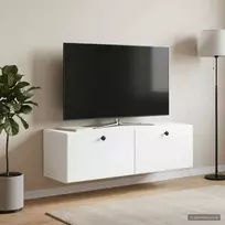 Sieninė TV spintelė 98 x 31 x 30 cm Balta Apdirbta mediena