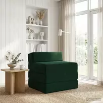 Sulankstomas Sofos Lova Tamsiai žalia 200 x 70 x 15 cm Aksomas