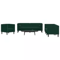 Chesterfield sofų komplektas su pagalvėlėmis, 3 dalių, žalia