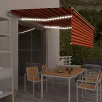 Markizė su uždanga/LED/vėjo jutikliu, oranžinė/ruda, 4x3m