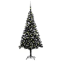 Dirbtinė Kalėdų eglutė su žaisliukais, juoda, 240cm, PVC