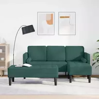 Sofos komplektas su pagalve 2 pcs Tamsiai žalia Poliesteris