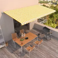 Automatinė ištraukiama markizė, geltona ir balta, 600x350cm
