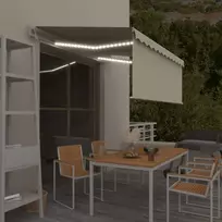 Markizė su uždanga/LED/vėjo jutikliu, kreminė, 3,5x2,5m
