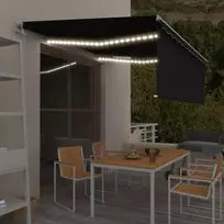 Markizė su uždanga/LED/vėjo jutikliu, antracito, 4x3m