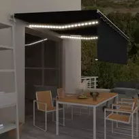 Markizė su uždanga/LED/vėjo jutikliu, antracito, 4,5x3m