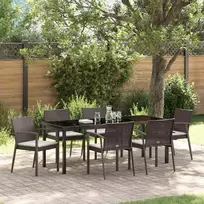 Sodo valgomojo komplektas 7 pcs Ruda ir juoda PE ratanas
