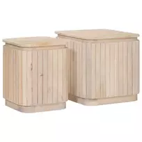 Rankų darbo šoniniai stalų rinkinys 2 pcs Balta 45 x 45 x 45 cm