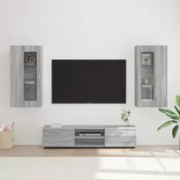 TV spintelių komplektas su stalčių FLORIN 3 pcs Pilkas Sonoma