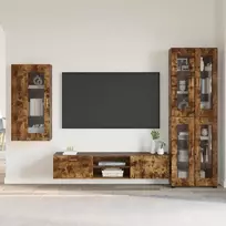 TV spintelių komplektas su stalčių FLORIN 3 pcs Rūkyta ąžuolas