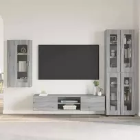 TV spintelių komplektas su stalčių FLORIN 3 pcs Pilkas Sonoma