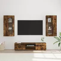 TV spintelių komplektas su stalčių FLORIN 3 pcs Rūkyta ąžuolas