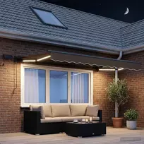 Rankinis markizės rėmas su LED Taupe 3,5 x 2,5 m