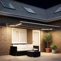 Rankinis markizės rėmas su LED Taupe 4 × 3,5 m