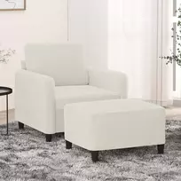 Krėslas su pakoja, kreminės spalvos, 60cm, aksomas