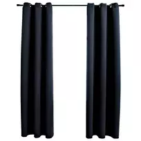 Neperšlampamos užuolaidos su žiedais, 2 vnt., juodos, 97x213 cm, audinys