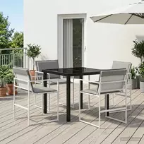Sodo valgomojo komplektas 5 pcs Balta ir šviesiai pilka
