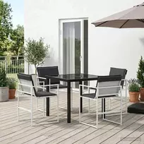 Sodo valgomojo komplektas 5 pcs Balta ir antracito