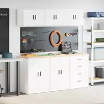 garažo spintos, 6 vnt., baltos, mediena