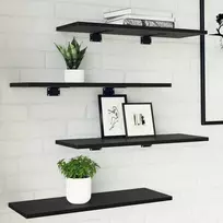 Knygų lentyna 4 pcs Juodas 60 x 20 x 1,5 cm Apdirbta mediena