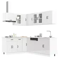 Virtuvinių spintelių komplektas, 11 dalių, Kalmar, balta