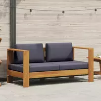 Sodo sofa-suoliukas su pagalvėmis, 140cm, pilka, akacija
