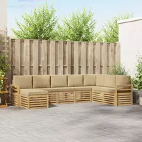 Lauko sofos komplektas 8 pcs Balta ir kreminė 308 x 190 x 73 cm