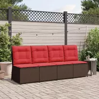Sodo sofa su pagalve Ruda ir raudona poliratanas