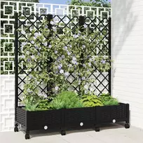 Sodo vazonas su treliu ir ratais Juoda 120 x 40 x 131,5 cm PP