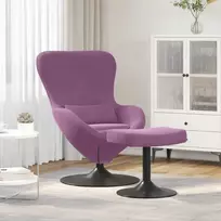 Kiaušinio kėdė su pufu Violetinė Aksomas