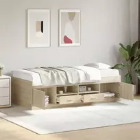 Kušetė su stalčiais be čiužinio, ąžuolo spalvos, 100x200 cm