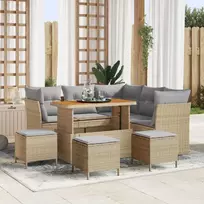 Sodo Sofų Rinkinys 9 pcs smėlio ir šviesiai pilkos spalvos
