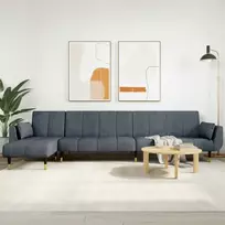 L formos sofa-lova, tamsiai pilka, 275x140x70cm, aksomas