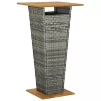 Baro staliukas, pilkas, 60x60x110cm, poliratanas ir akacija