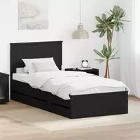 Lovos rėmas su stalčių Juoda 90 x 190 cm Inžinerinė mediena