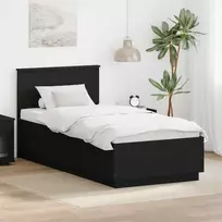 Lovos rėmas su galvūgalio Juoda 90 x 200 cm Apdirbta mediena