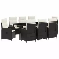 Lauko valgomojo komplektas 9 pcs Juoda ir kreminė balta