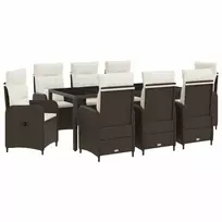 Lauko valgomojo komplektas 9 pcs Ruda ir Kremavimo Balta