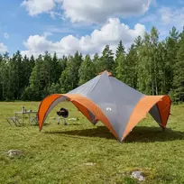 Šventės palapinė su stogu Pilka ir oranžinė 500 x 500 x 350 cm