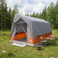 Tunelinė palapinė su stogu Pilka ir oranžinė 8 asmenims