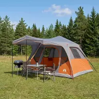 Šeimos palapinė su stogu Pilka ir oranžinė 305 x 275 x 190 cm